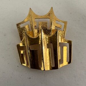 Vintage signed M. Katz 1987-88 Jerusalem Gold Tone Brooch Pendant b4